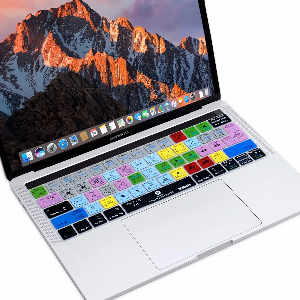 XSKN для Adobe Premiere/PR CC клавиатуры Обложка кожи для нового MacBook Pro 1" A1706& Pro 15" A1707 с Touch Bar(выпуск