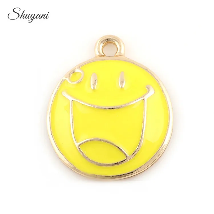 20 шт из сплава серебристый золотистый Экспрессия подвески белый желтый улыбка