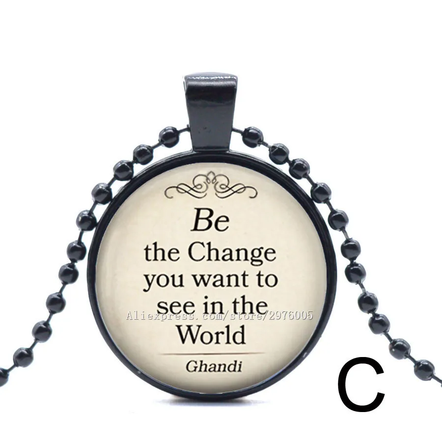 1PC New Gandhi quotes Necklace Handmade Glass Cabochon Ball Chain Pendant 8/style 2017 Girl Party Favors | Украшения и аксессуары