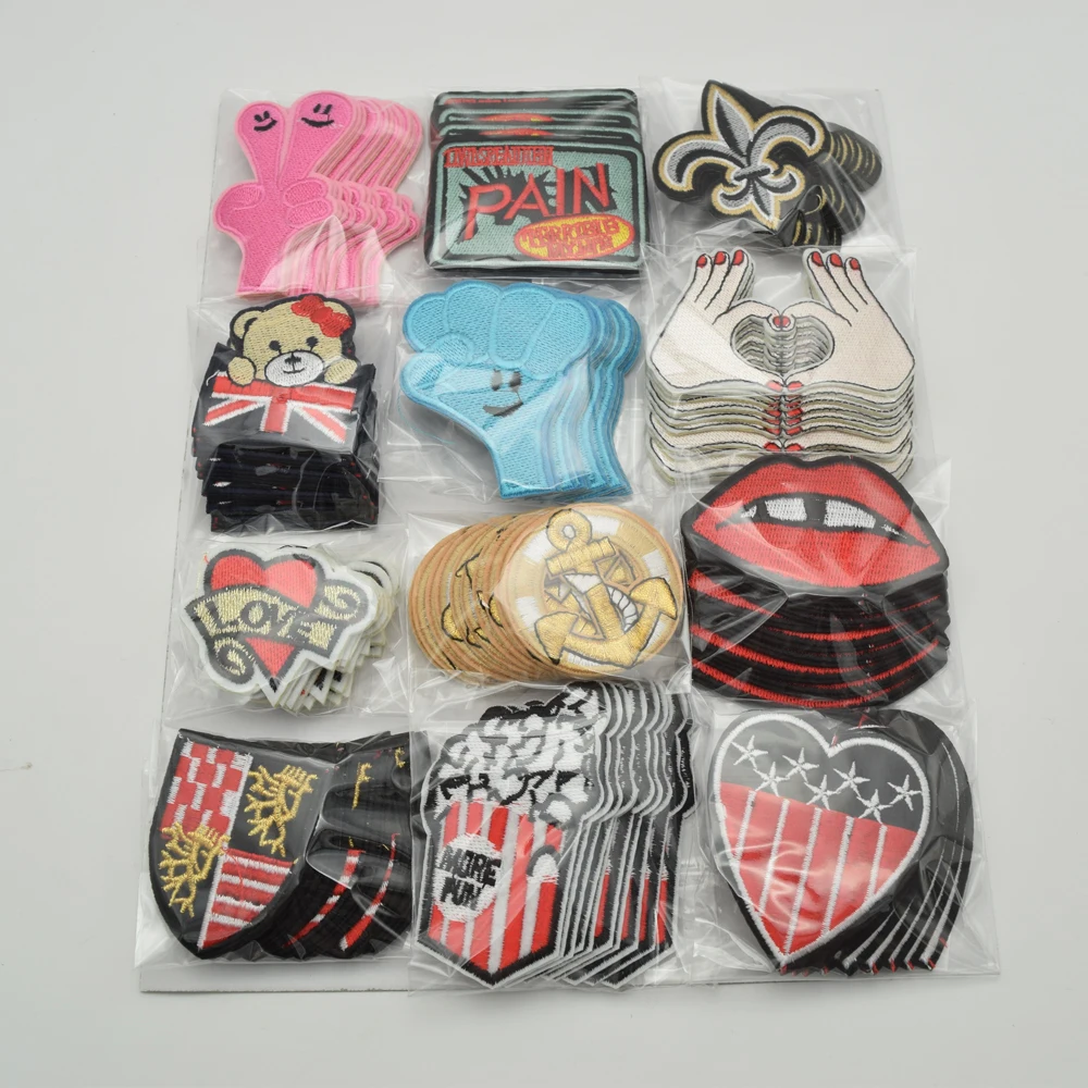 120 шт./компл. смешанные рот/рука/значок/вышивка в сердечнике/Набор нашивок с