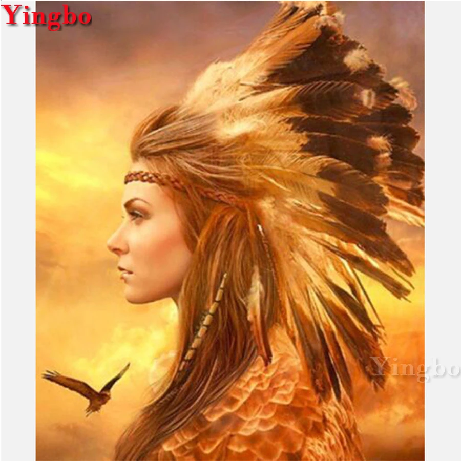 Индейская женщина 5D алмазная живопись полная квадратная круглая вышивка