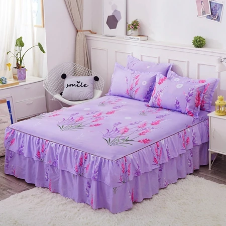 Bed skirt4 Высокое качество кровать юбка роскошный Европейский цветочный принт простыня Удобная простыня King queen размер покрывало матрас - Цвет: Bed skirt4