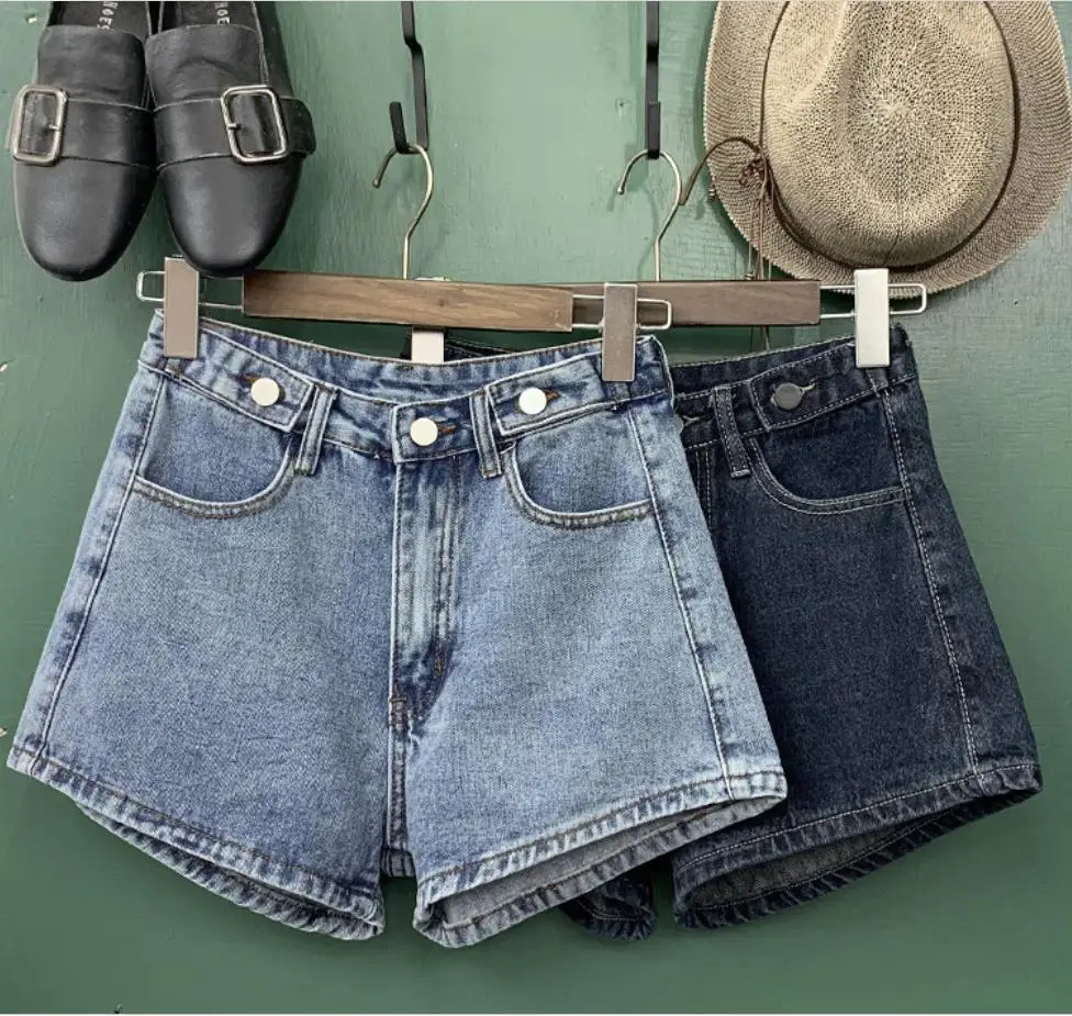 Denim shorts women summer fashion high waist loose wid leg jeans | Женская одежда