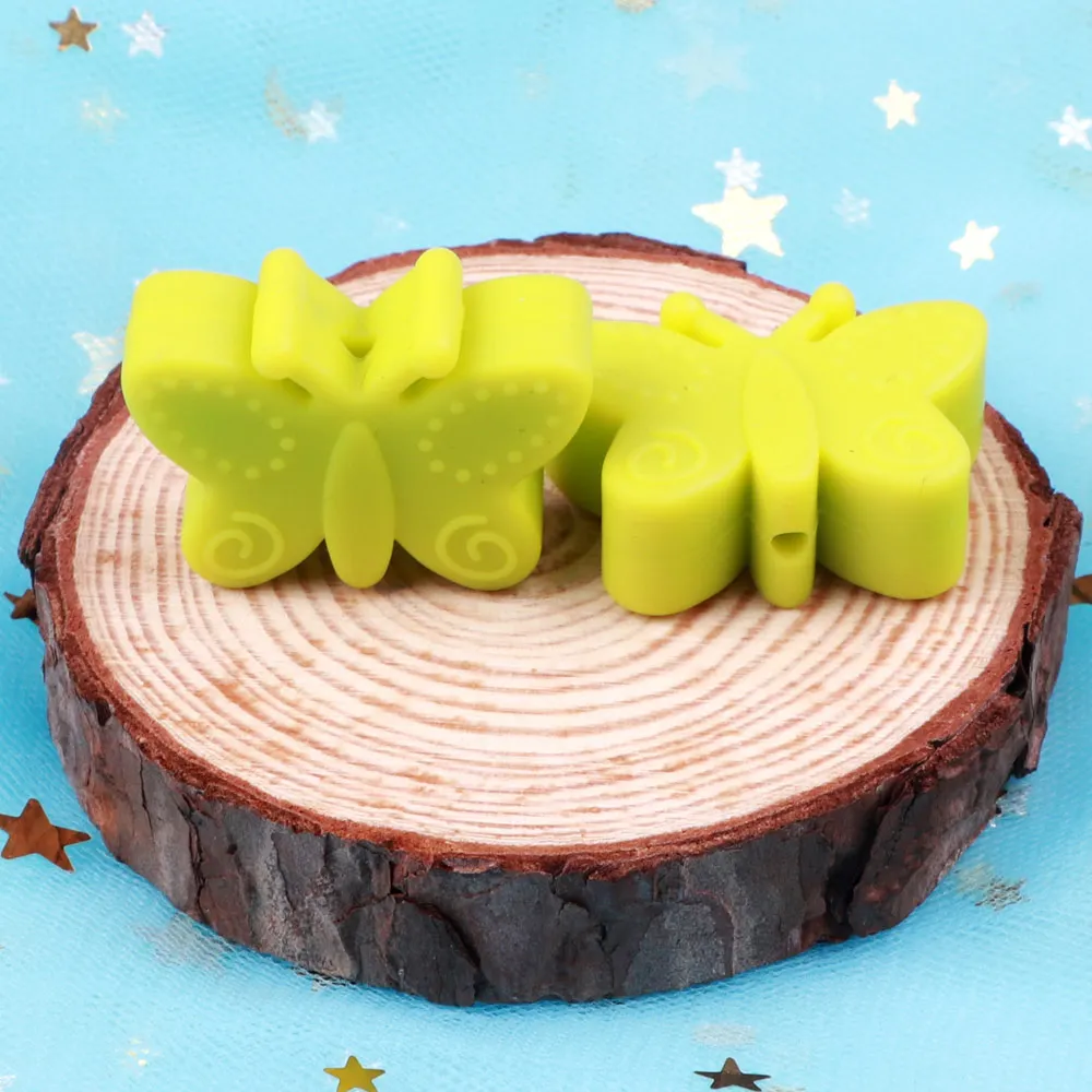 TYRY. HU, 5 шт./лот, силиконовые бусины-бабочки для малышей, пищевого качества, для прорезывания зубов, сделай сам, ожерелье и ювелирное изделие, без бисфенола