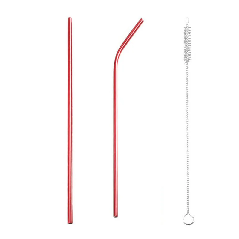RosePink A s1b1 2PCS Reusable 304 Stainless Steel Drinking Straw Bar Party Metal Straw with Cleaner Brush For Mugs Sturdy Bent Straight Straws - Цвет: RosePink A s1b1 2PCS