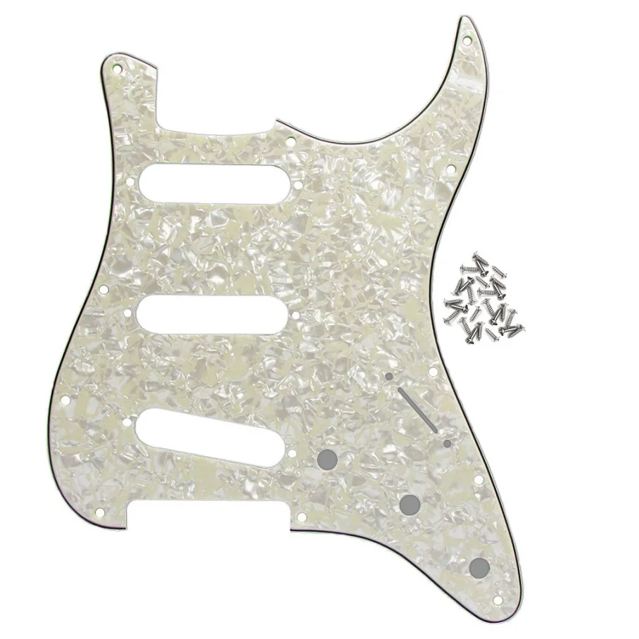 Aged Pearl FLEOR 1 шт. Страт накладка на гитару sss pick Guard Scartch Plate w/pick guard винты для 11 отверстий гитарных частей, 20 цветов на выбор - Цвет: Aged Pearl