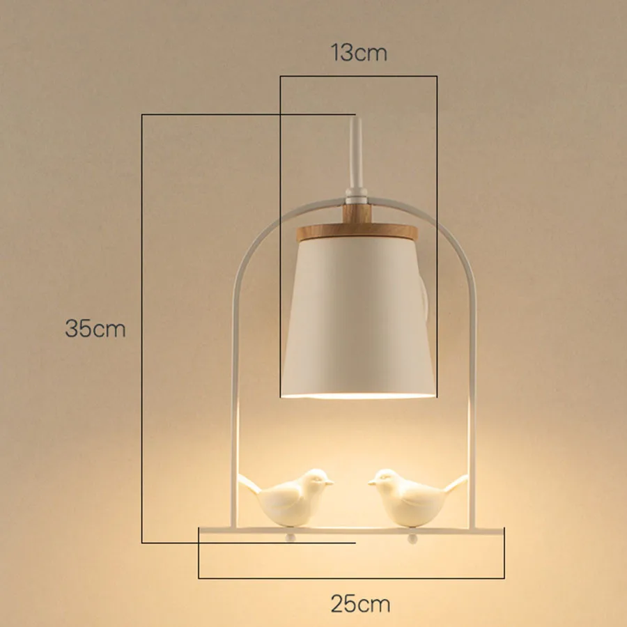

Thrisdar Nordic Modern Led Wall Lamp With 2pcs Flying Birds Wrought Iron Foyer Aisel Balcony Doorway Bedside Reading Wall Light