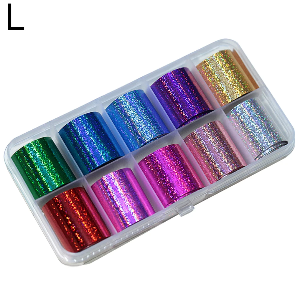 

10Rolls/Set 10M Glitter Nail Art Foils Laser Tips Stickers DIY Manicure Decorations nail sticker Nails Art Decorations