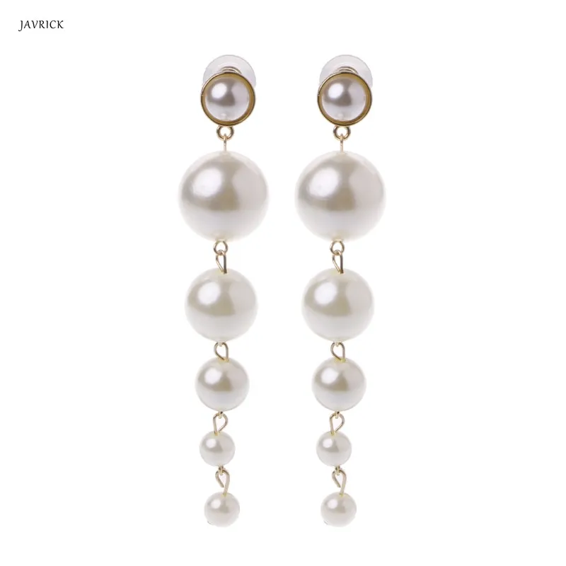 Модные элегантные большие длинные серьги JAVRICK с искусственным жемчугом
