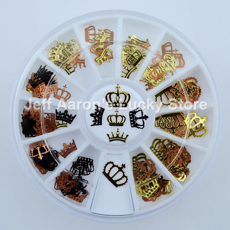 Черная золотая металлическая императорская корона ногтей Фольга наклейки