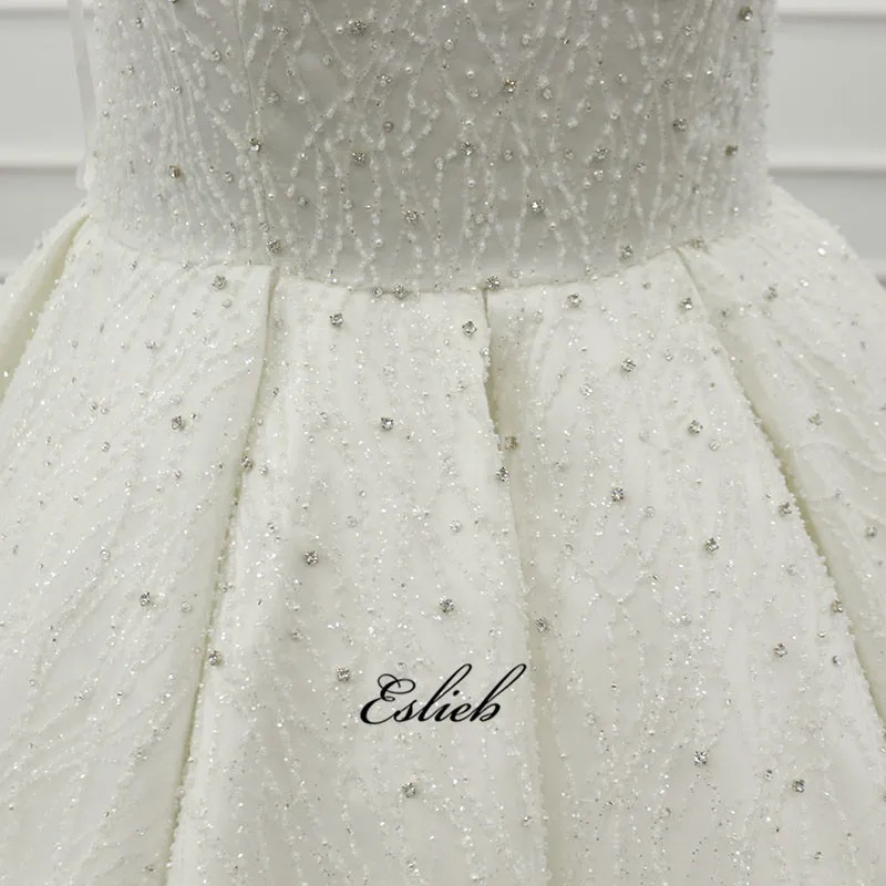 Eslieb Shining Muslim Dubai Wedding dresses Zipper Back dress 2019 Ball Gown Bridal Dresses Vestido de Noiva | Свадьбы и торжества
