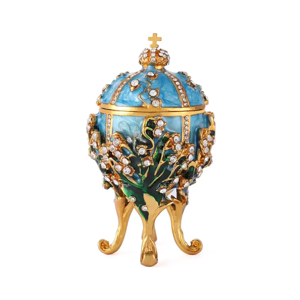 QIFU-réplica de huevo Faberge, réplica de 1898 lirios del valle para decoración del hogar