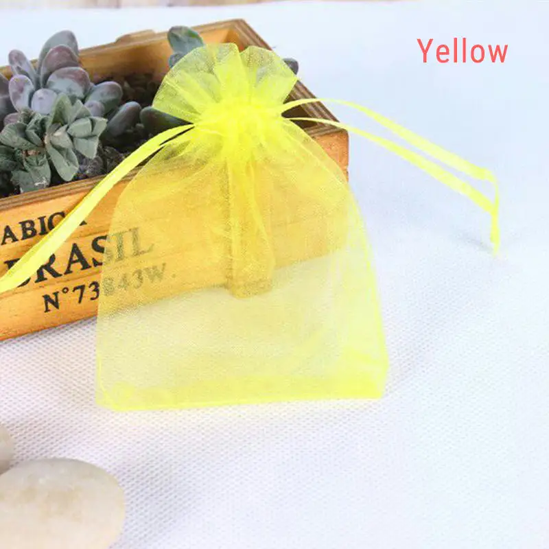 yellow Kejialai 7x9 10x12 10x15 13x18 см 50 шт. 17 цветов сумка для ювелирных изделий свадебный подарок мешочек из органзы для ювелирных изделий упаковка для ювелирных изделий - Цвет: yellow