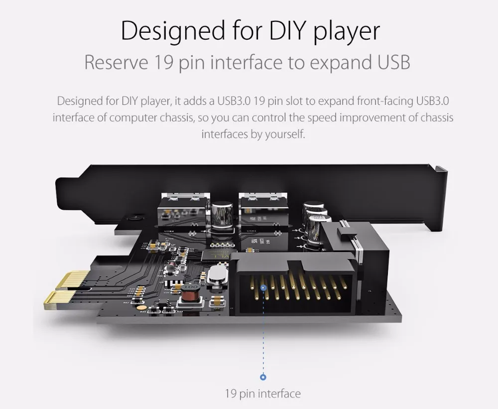 ORICO USB 3,0 PCI-E адаптер расширения PCI-E USB 3,0 концентратор контроллер адаптер карта с 15Pin источник питания PCI-E расширитель карты