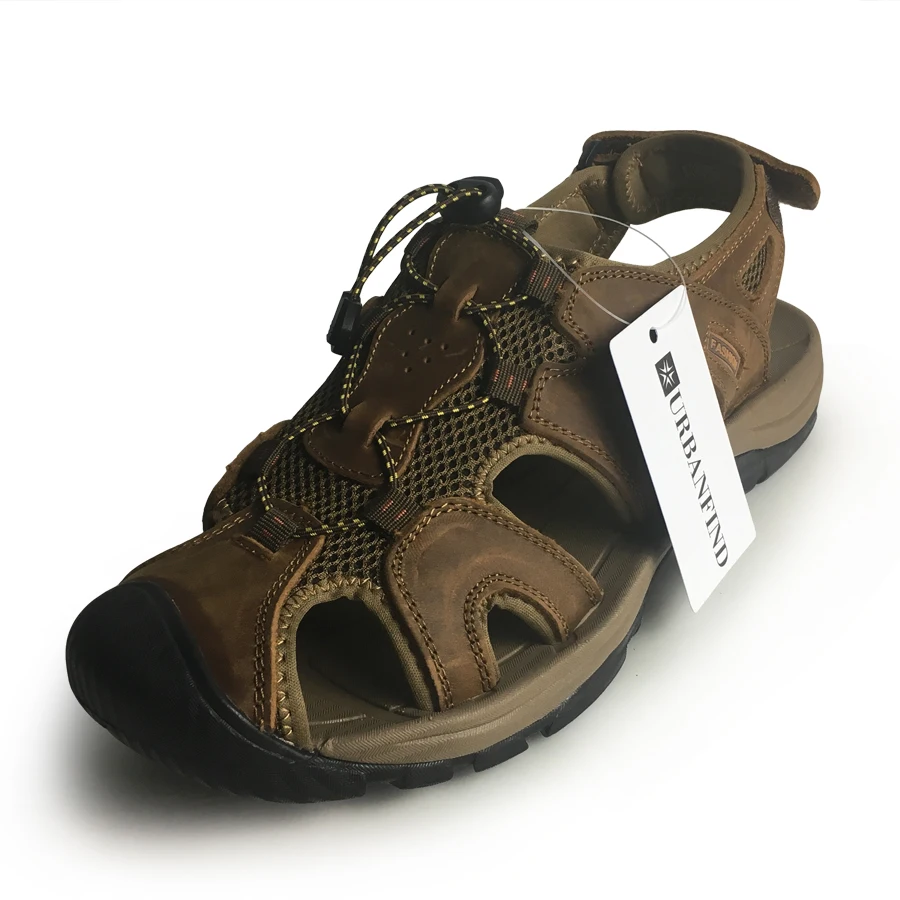 Мужские сандалии из натуральной кожи модные летние шлепанцы дышащие мужские