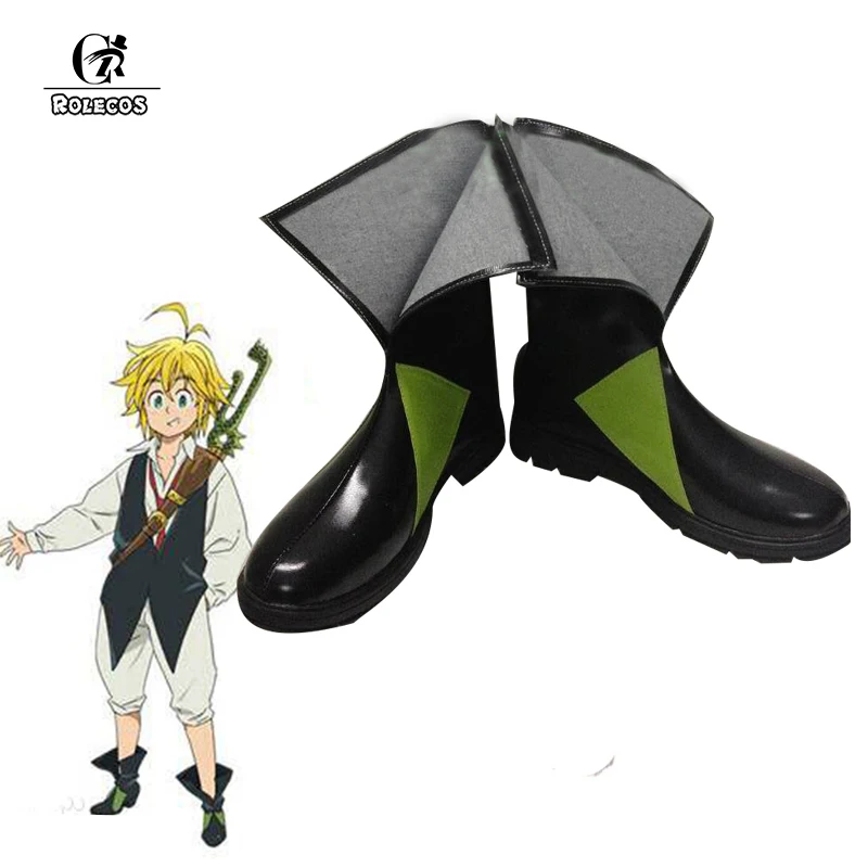 

ROLECOS Japanese Anime The Seven Deadly Sins Cosplay Shoes Meliodas Cosplay Shoes Men Cosplay Costume Black Boots