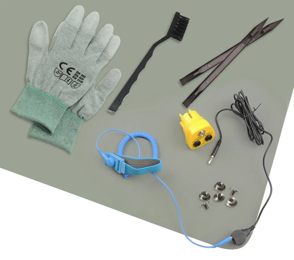 Gray mat EU Plug Kit Серый антистатический коврик для скамейки с ремешком на запястье и ОУР перчатка заземляющий провод Великобритания ЕС США - Цвет: Gray mat EU Plug Kit
