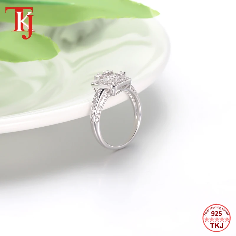 TKJ Real 925 Sterling Silver Engagement Ring AAA Cubic Zircon Female Women Wedding Band Rings Party Anniversary Jewelry Gift | Украшения и