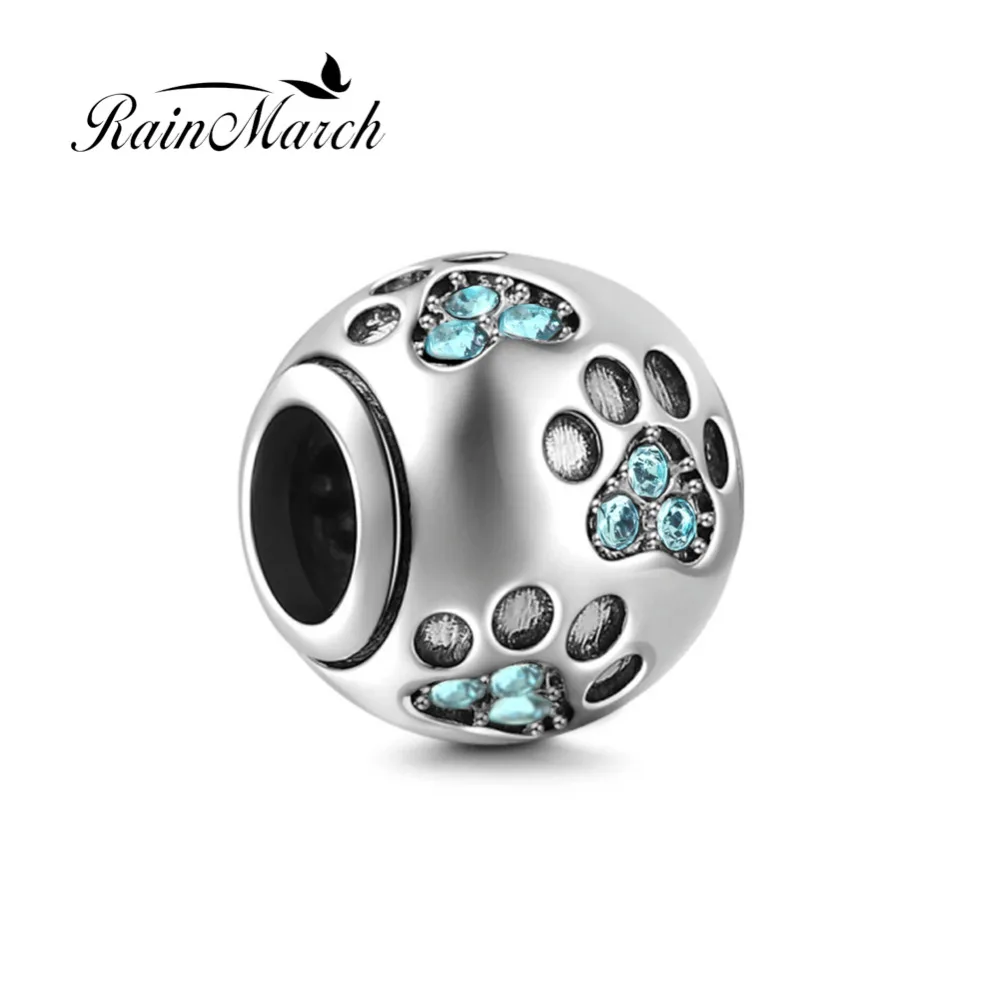 Подходит Пандора браслеты новый дизайн собака Pawprint круглые бусины Оригинальные