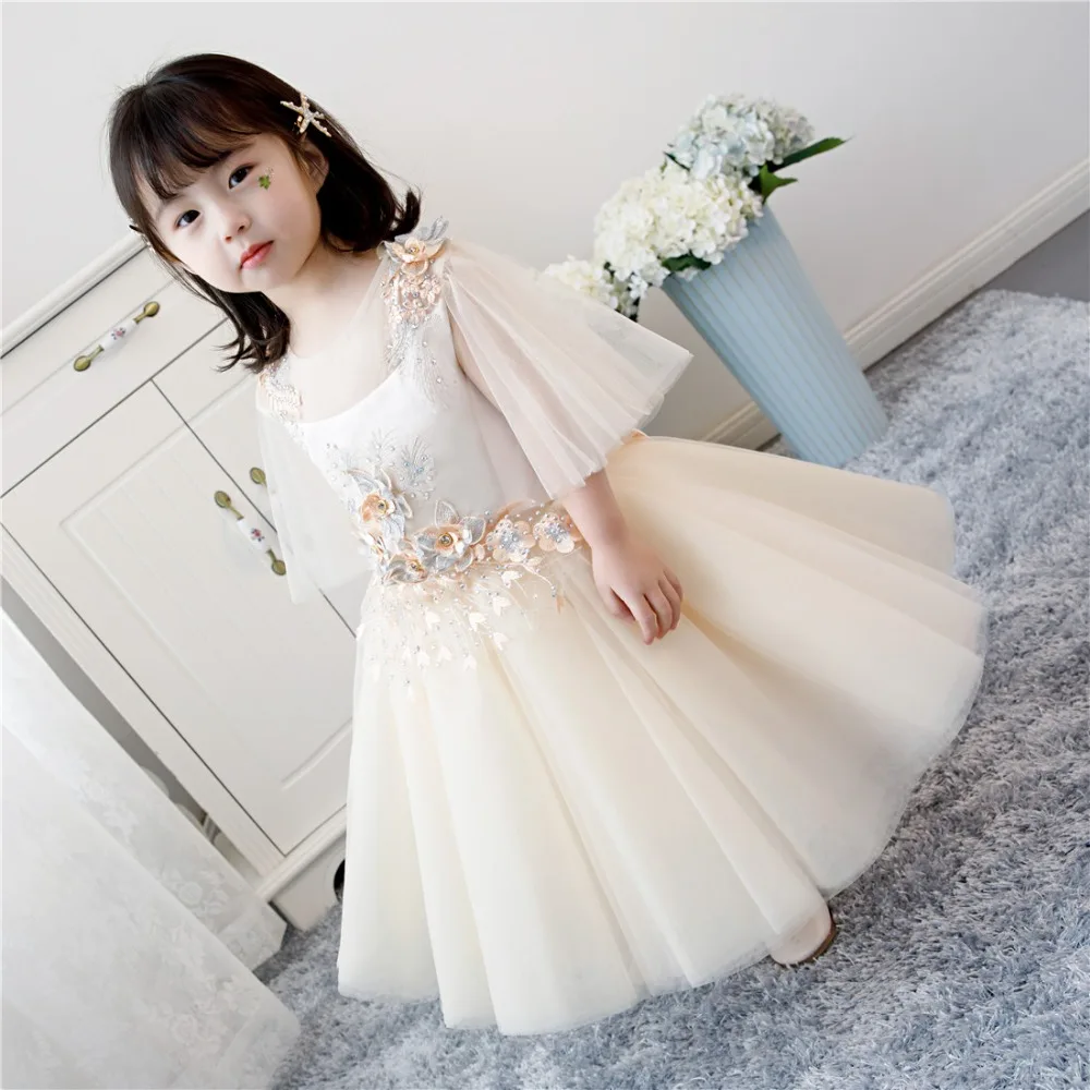 

Princess Girls Formal Party Dress Appliques Kids Flower Dresses for Girls Wedding Evening Clothing Girls Party Prom Ball Gown