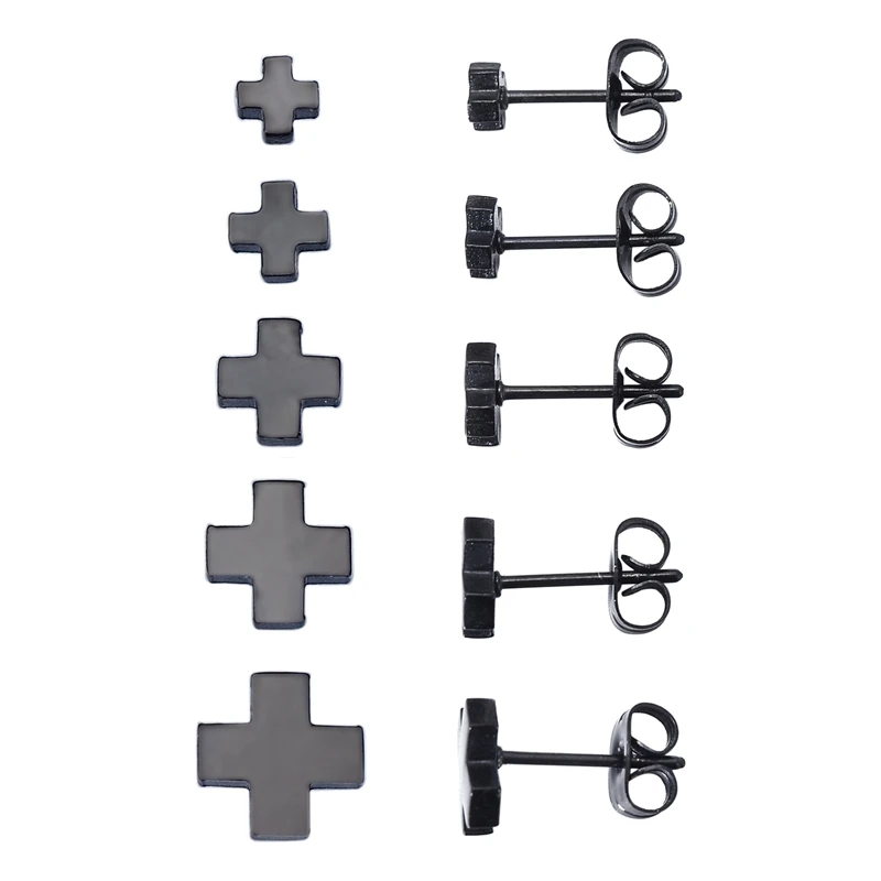 Мужские модные ювелирные изделия черные серьги гвоздики с крестом готический