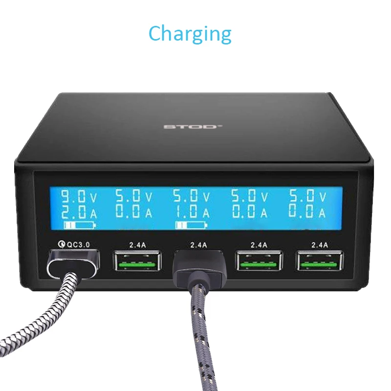 stod multi port usb charger 50w led display quick charge 3 0 fast charging for samsung realme nexus redmi mi qc3 0 power adapter free global shipping