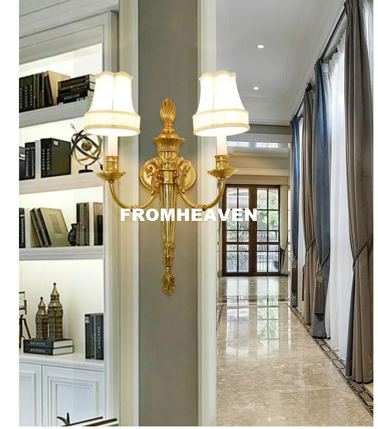 Бесплатная доставка французская Античная Медная настенная лампа художественный