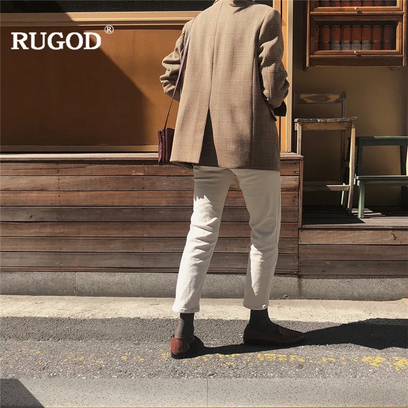 Женский блейзер в клетку RUGOD винтажный Однобортный с длинным рукавом для офиса