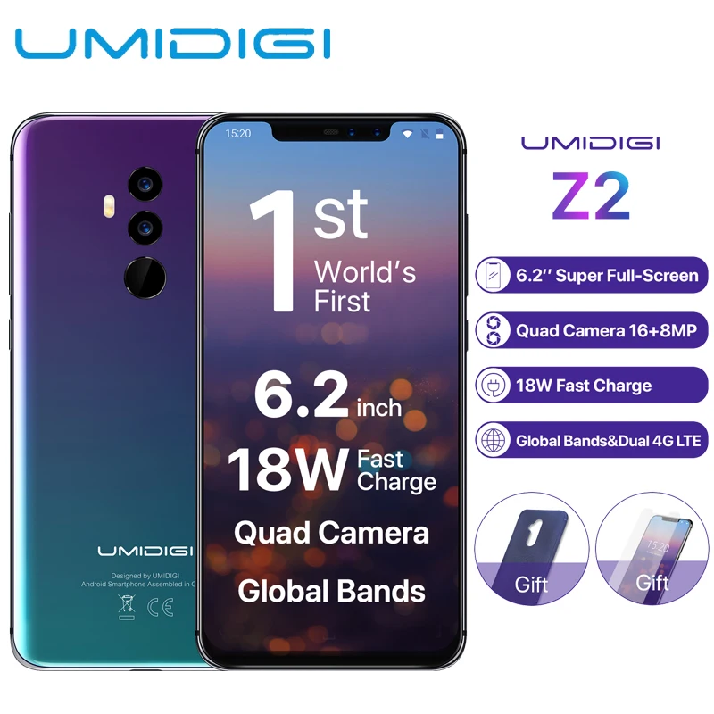 UMIDIGI Z2 Глобальный Версия 6 2 &quotполный экран Android 8 1 смартфон Helio P23 MTK6763