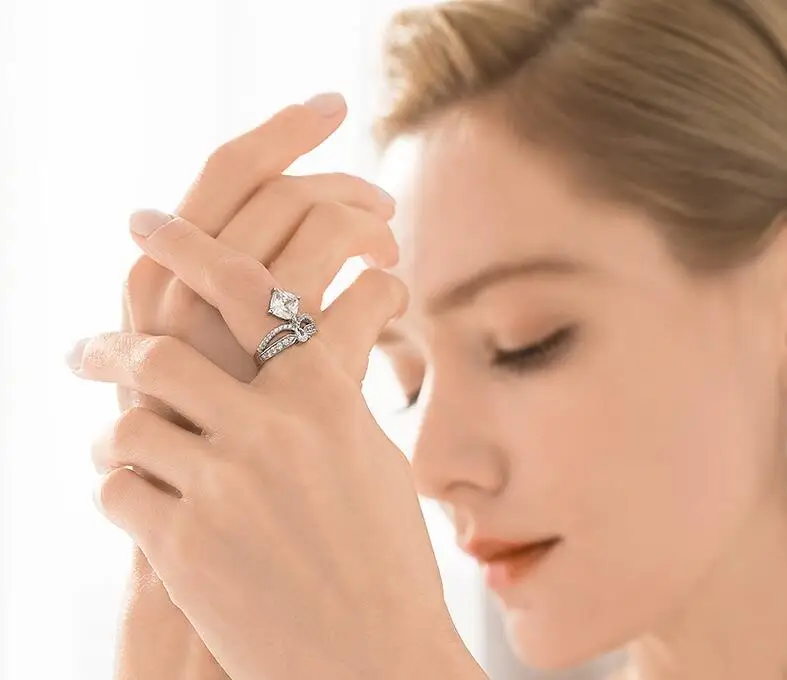 Женское Обручальное Кольцо 1.2ct с квадратной огранкой CZ ювелирное изделие из