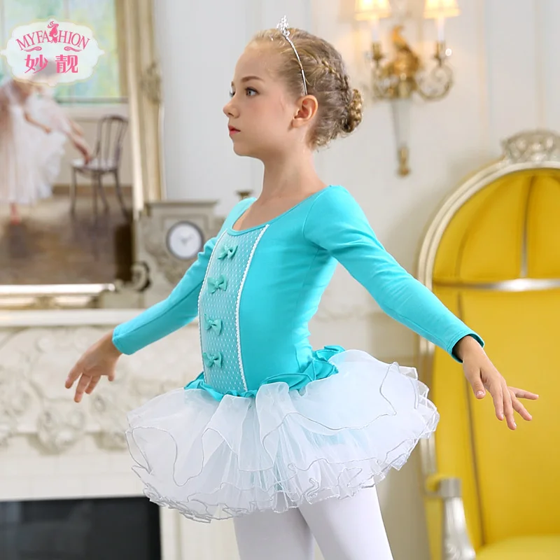 Танцевальный костюм для девочек детское балетное платье с длинными рукавами