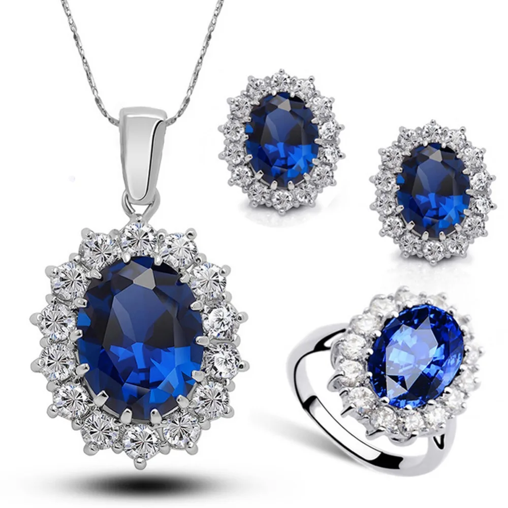 Fashion Necklace Earring Ring Set Rhinestone Pendant Jewelry Bride Bridal Gift For Women | Украшения и аксессуары