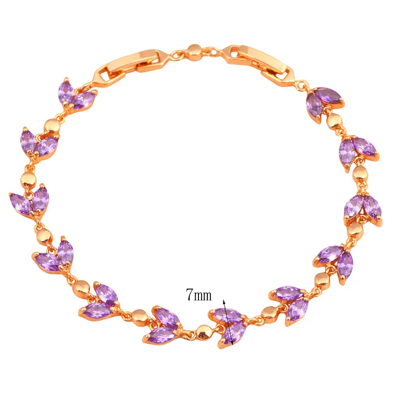 Женский браслет с фиолетовым кристаллом ювелирное изделие без никеля и свинца из
