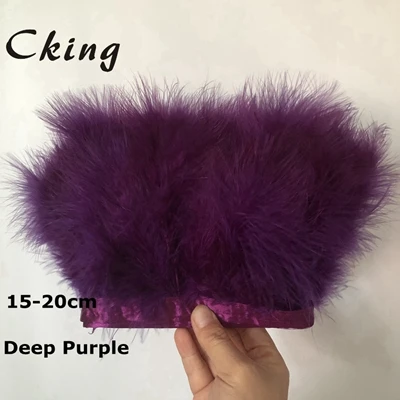 deep purple 10 метров в длину 15-20 см индейка перья марабу отделка шитье цветные мухи завязывание перо для продажи ремесло украшения центральные украшения свадьбы - Цвет: deep purple