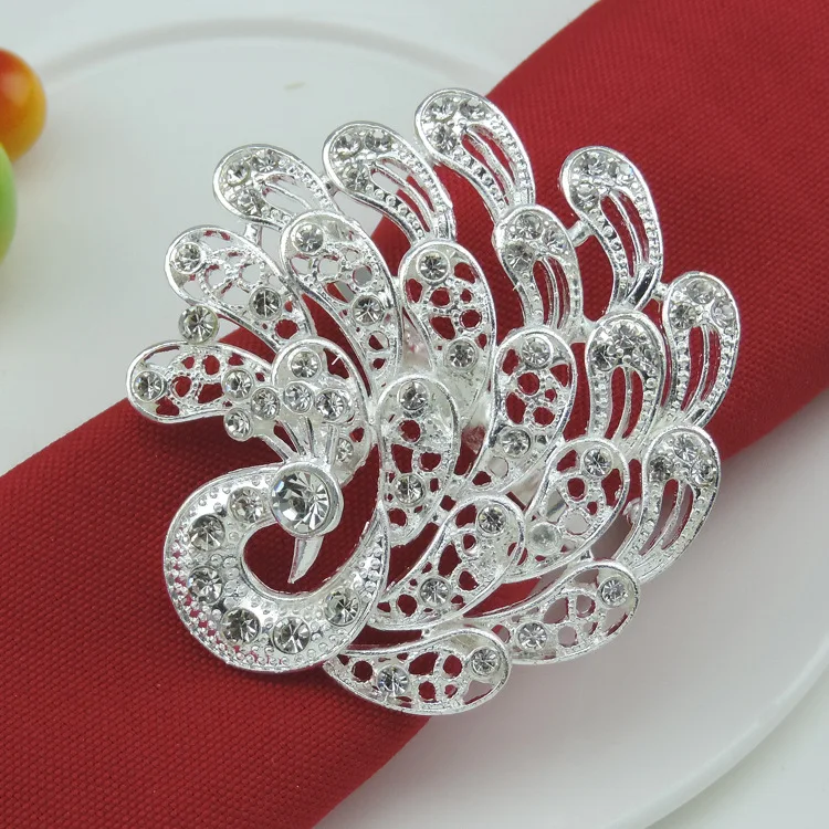 2 шт./лот изысканное кольцо для салфеток с павлином бриллиантовые салфетки