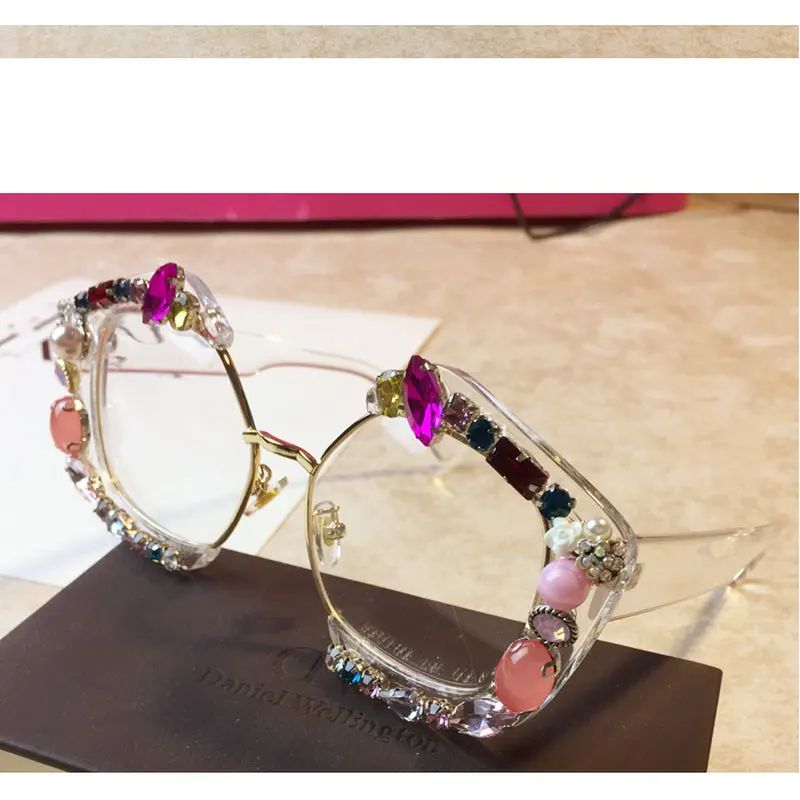 MINCL/жемчуг Винтаж Солнцезащитные очки женские роскошные украшения круглые