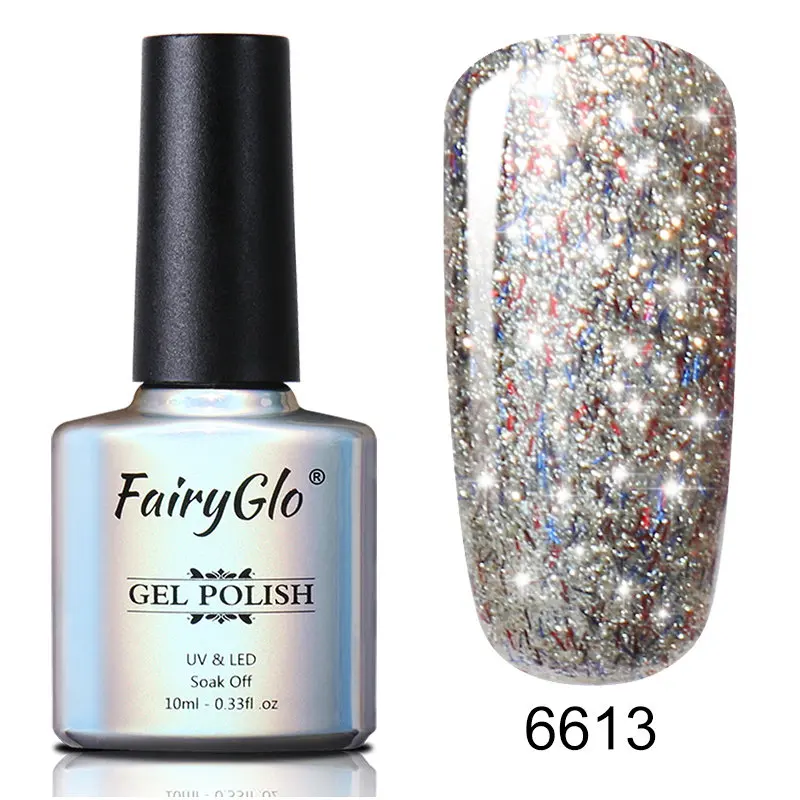 FairyGlo, 10 мл, Звездный Гель-лак для ногтей, супер яркий цвет, Гель-лак, блестящий, замачиваемый, УФ, светодиодный, Полупостоянный, геллак, Lucky ink, Shilak - Цвет: 6613