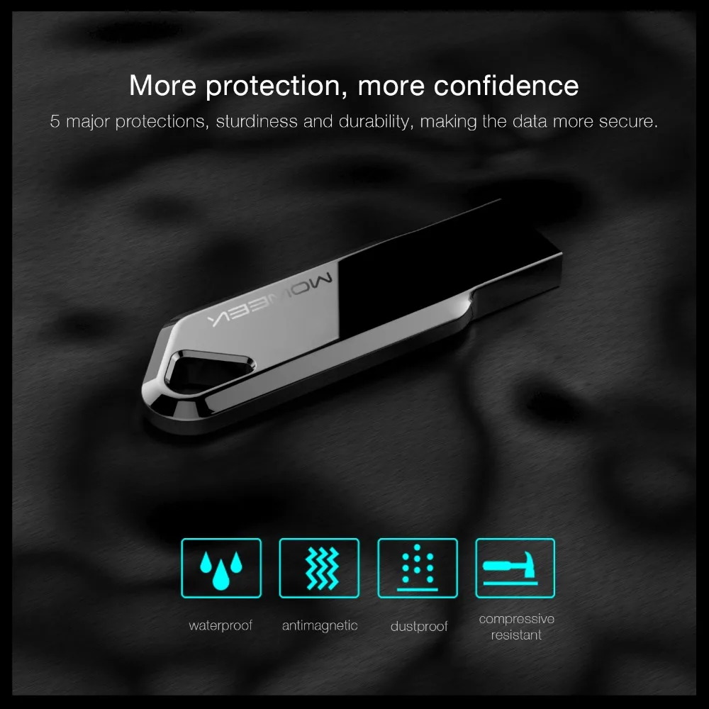 Moweek бизнес USB флеш накопитель M18 металлический 16 ГБ 32 64 128 cle usb 2 0 карта памяти для