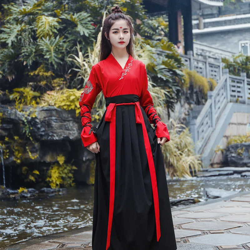 Древний наряд Hanfu, женское классическое танцевальное платье, сценическое платье феи принцессы, юбки с длинным рукавом, мужской костюм с вышивкой в стиле Тан