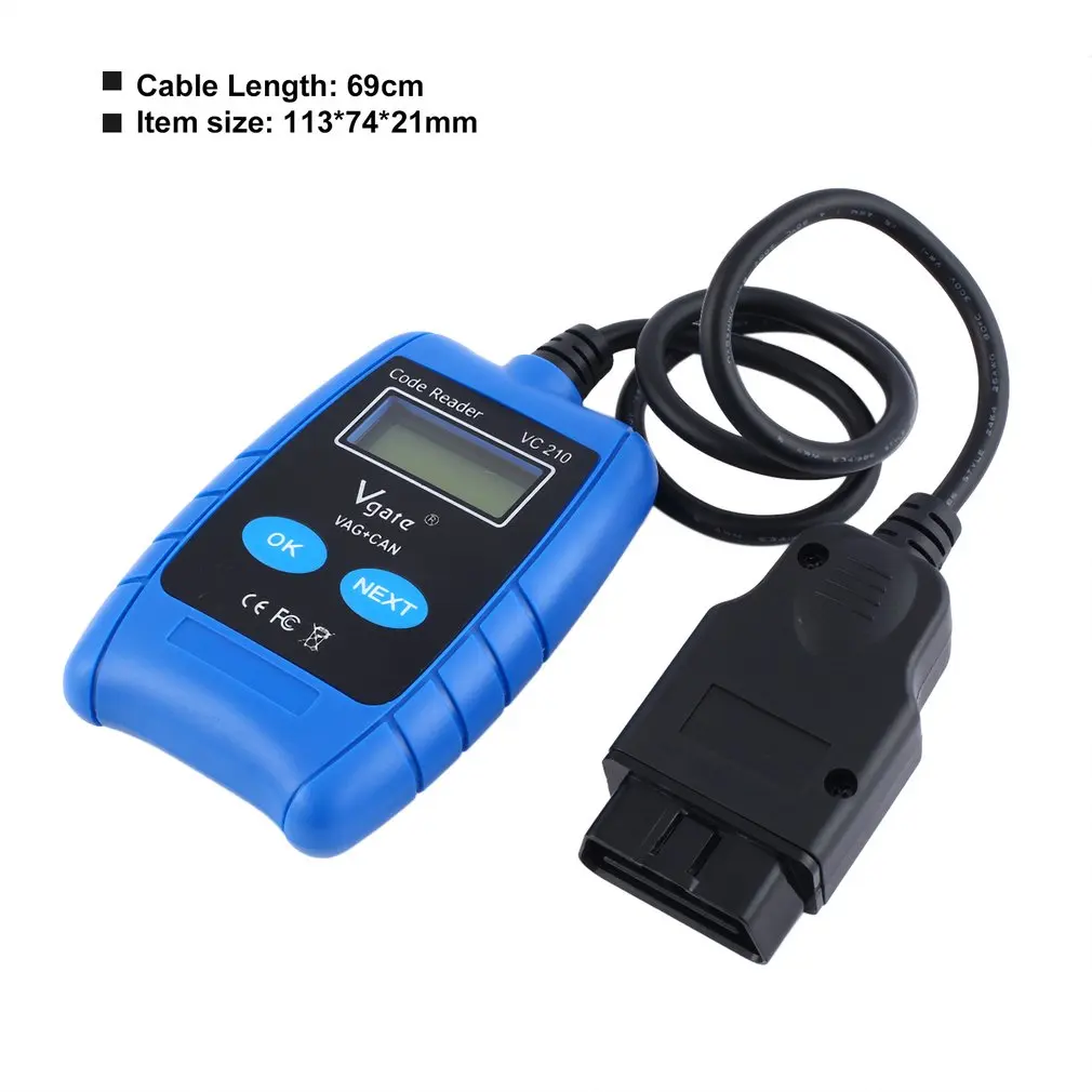 VC210 для Volkswagen Audi объективов CAN OBDII OBD2 считыватель кодов считывание кода ошибки в