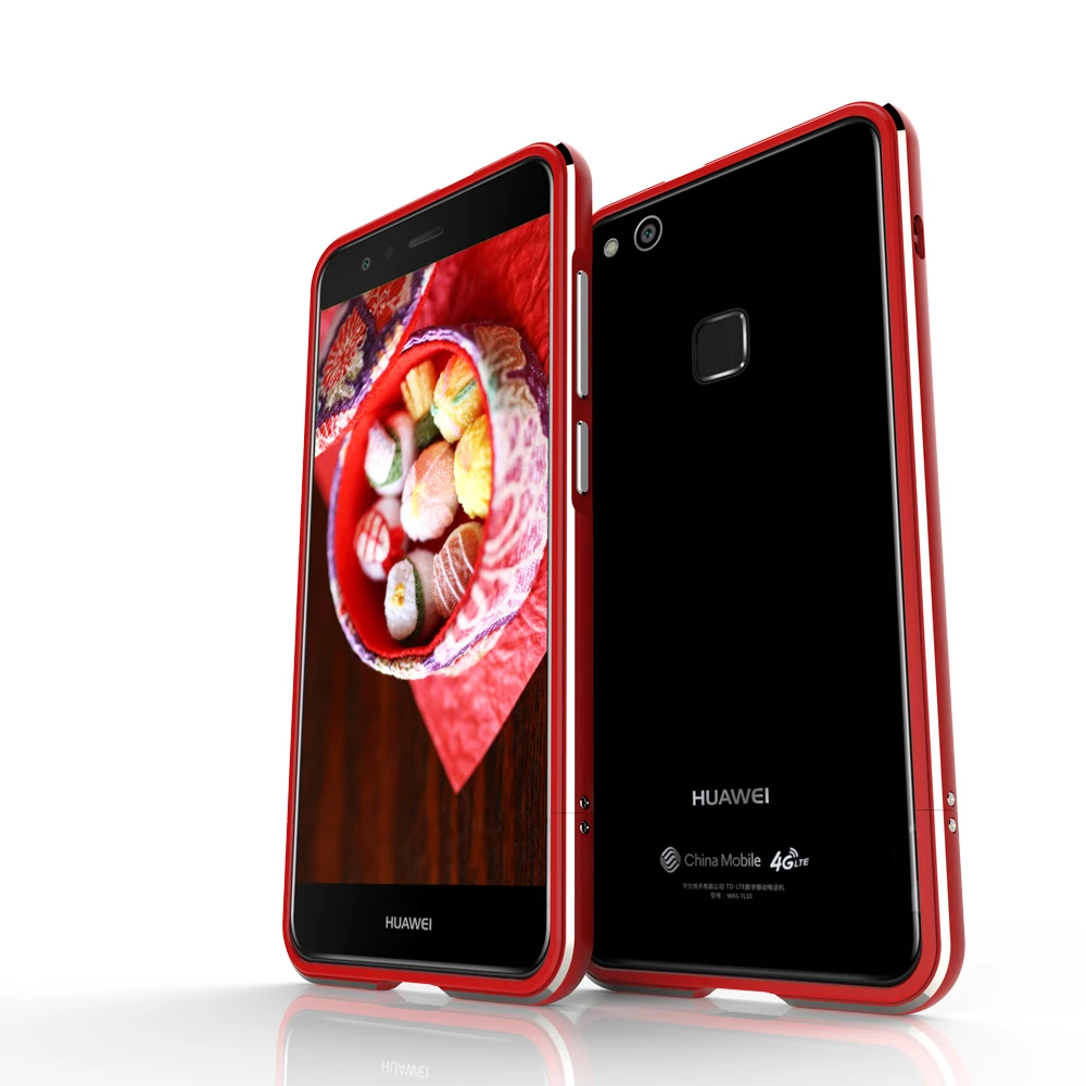 Красный Роскошные Делюкс ультра тонкий алюминиевый бампер для huawei P10 Lite 5," чехол+ 2 пленки(1 на передней панели+ 1 сзади - Цвет: Красный