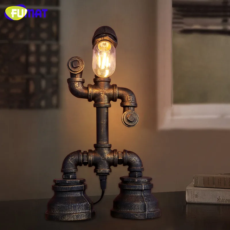 Фумат Американский винтажный промышленный водопровод Настольная лампа