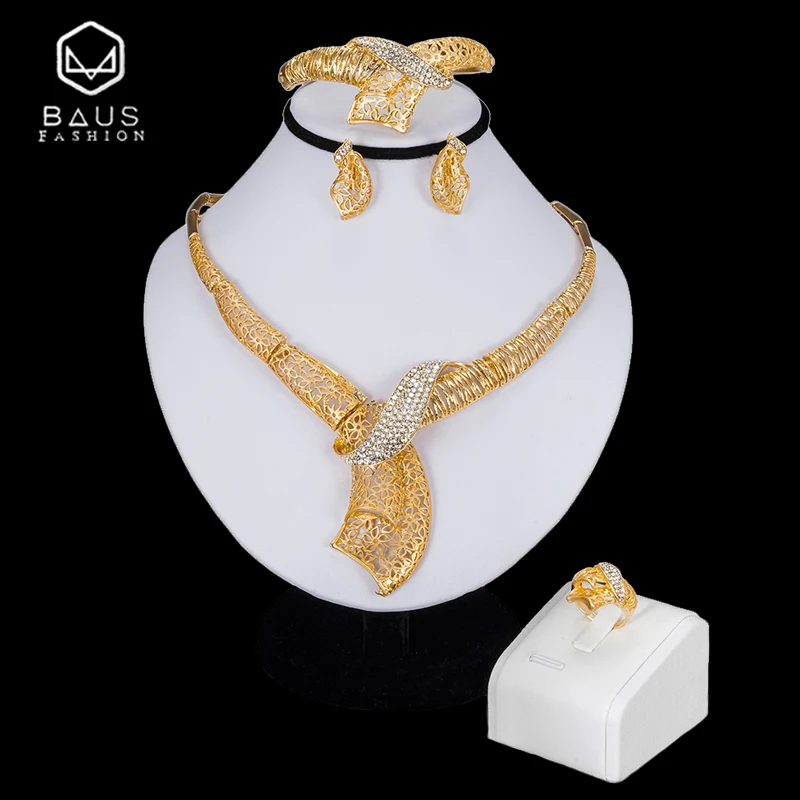 BAUS индийские ювелирные изделия Дубай золотого цвета Ювелирные наборы костюм