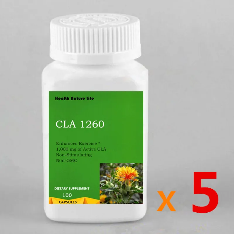 5 bottles CLA 1260, высокая мощь, естественная потеря веса, увеличение мышечной массы, без ГМО, экстракт семян сафлора - Цвет: 5 bottles