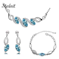 bohemia moon earring bracelet crystal jewelry set vintage wave type rhinestone jewelry for women bridal