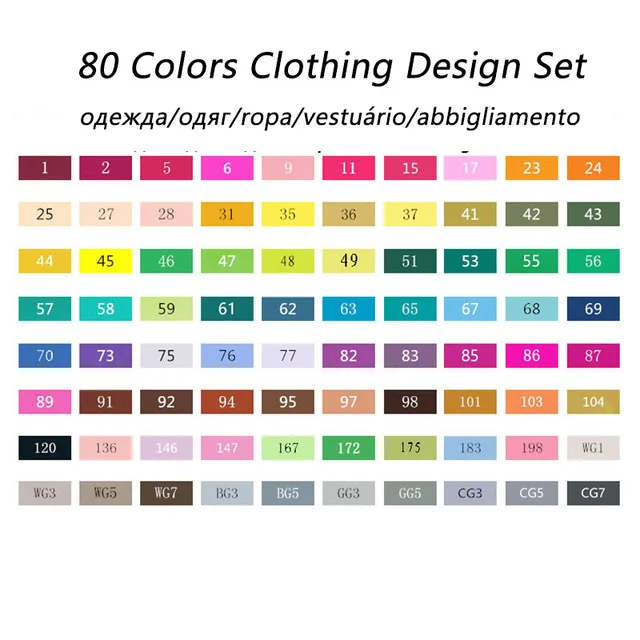 80 clothing set TOUCHNEW 30/40/60/80/168 Цвета маркер для белой доски двойной головкой набор маркеров для эскизов для рисования манга анимация дизайн товары для рукоделия - Цвет: 80 clothing set