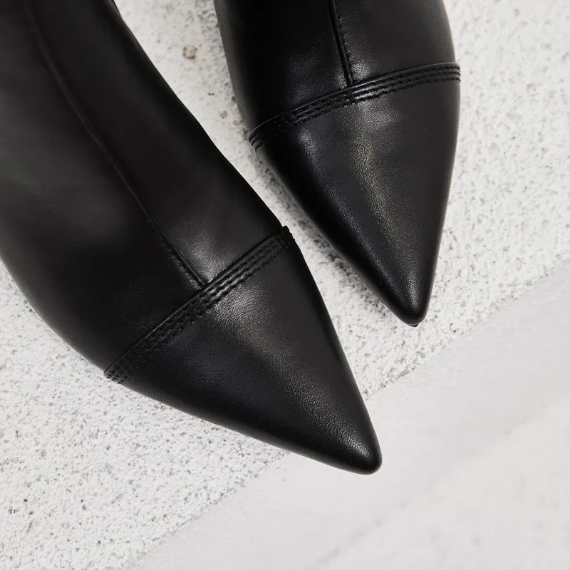 Ботильоны из коровьей кожи на высоком каблуке; Женская Осенняя обувь из натуральной кожи на молнии; женские Ботинки на каблуке с острым носком; цвет черный, бежевый; A229