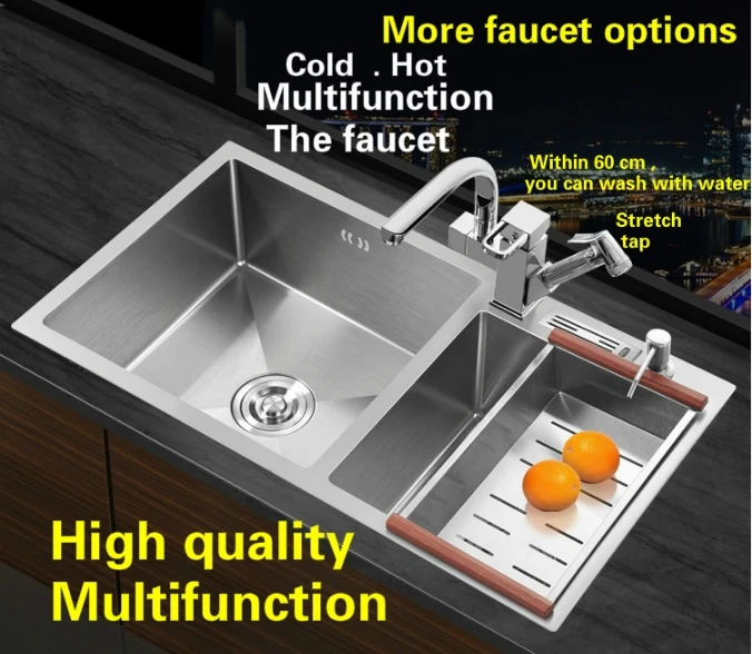 Бесплатная доставка роскошная многофункциональная кухонная ручная раковина из