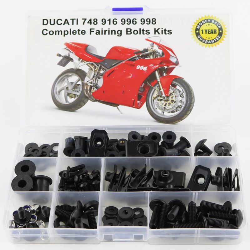 Black Для Ducati 748 916 996 998 аксессуары для мотоциклов Полный Обтекатель Болты комплект с OEM стиль шайба крепежные зажимы гайки винты сталь - Цвет: Black
