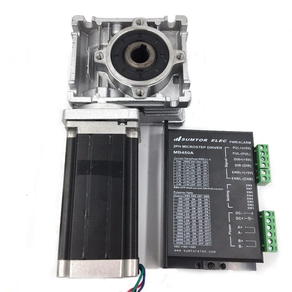 2PH 60Nm шаговый двигатель Nema23 L112mm червячный редуктор соотношение 20:1 Φ Драйвер